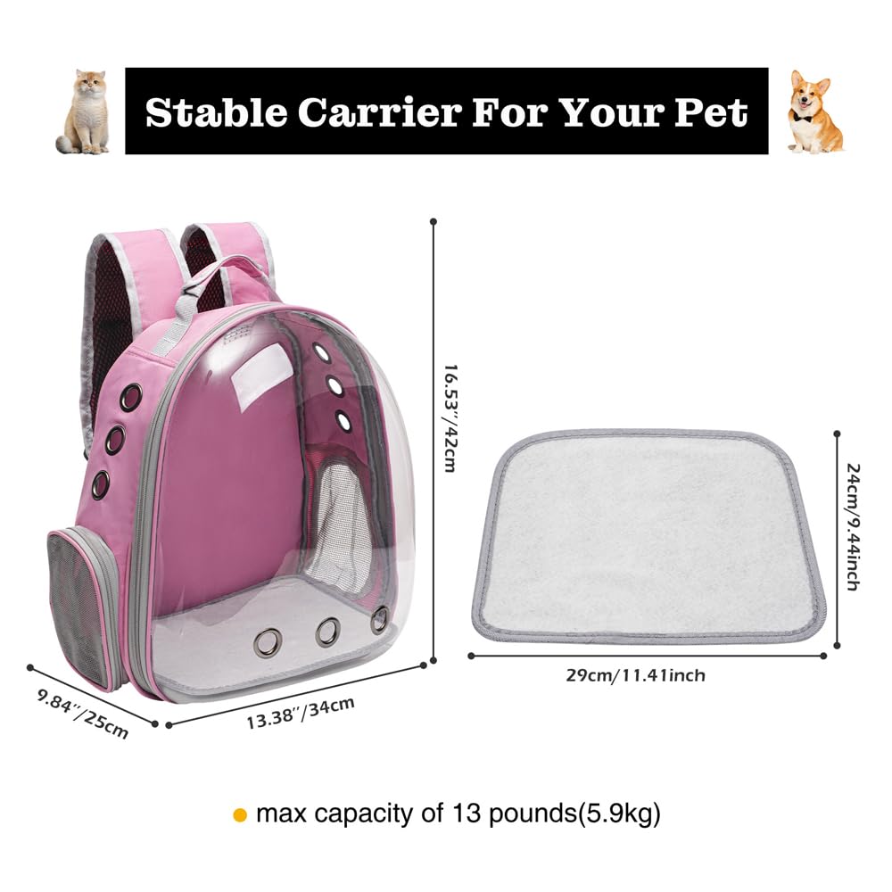 Vivicreate pink backpack exterior for everyday cat transport.