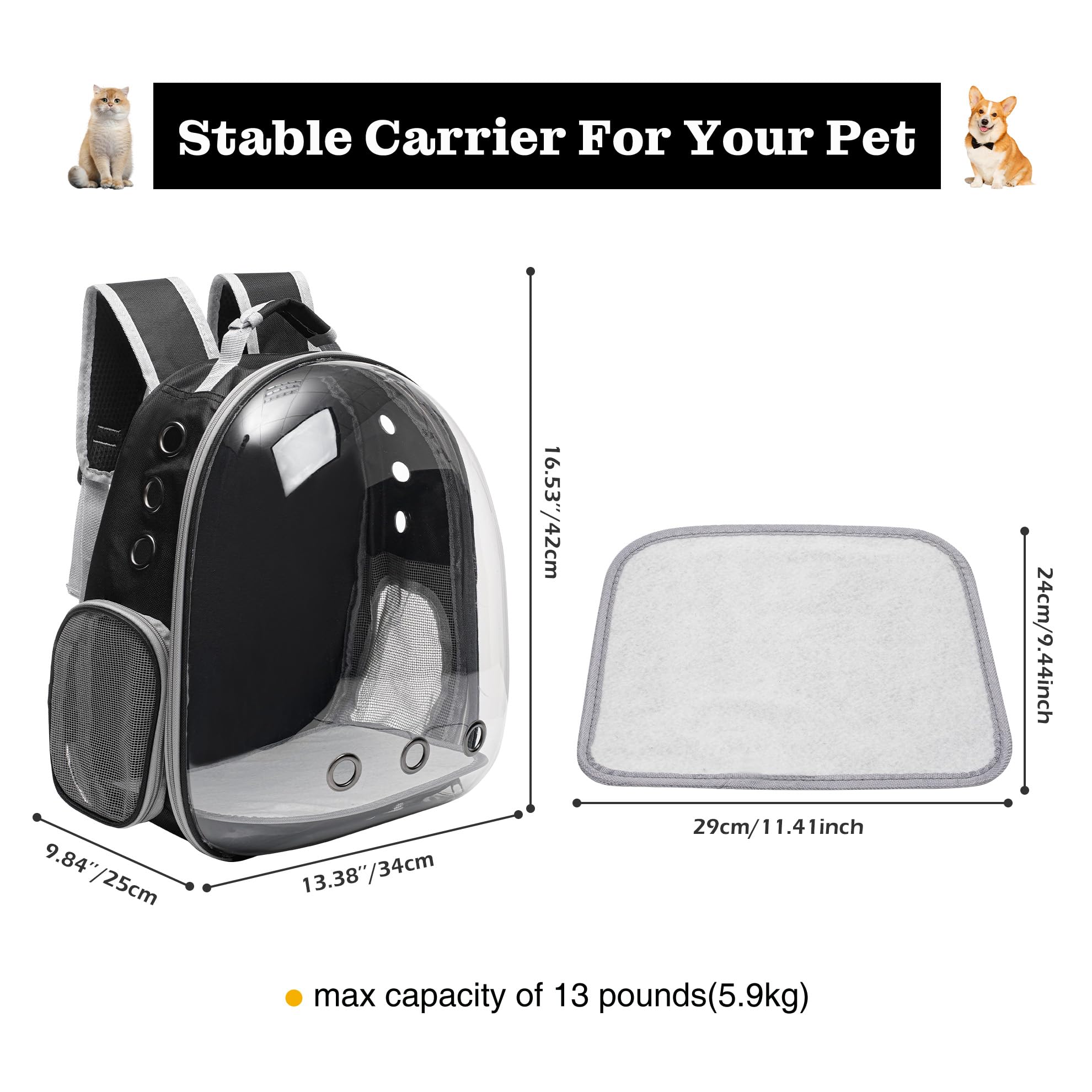 Vivicreate sturdy base and durable shell hold pets up to 13 lbs securely.