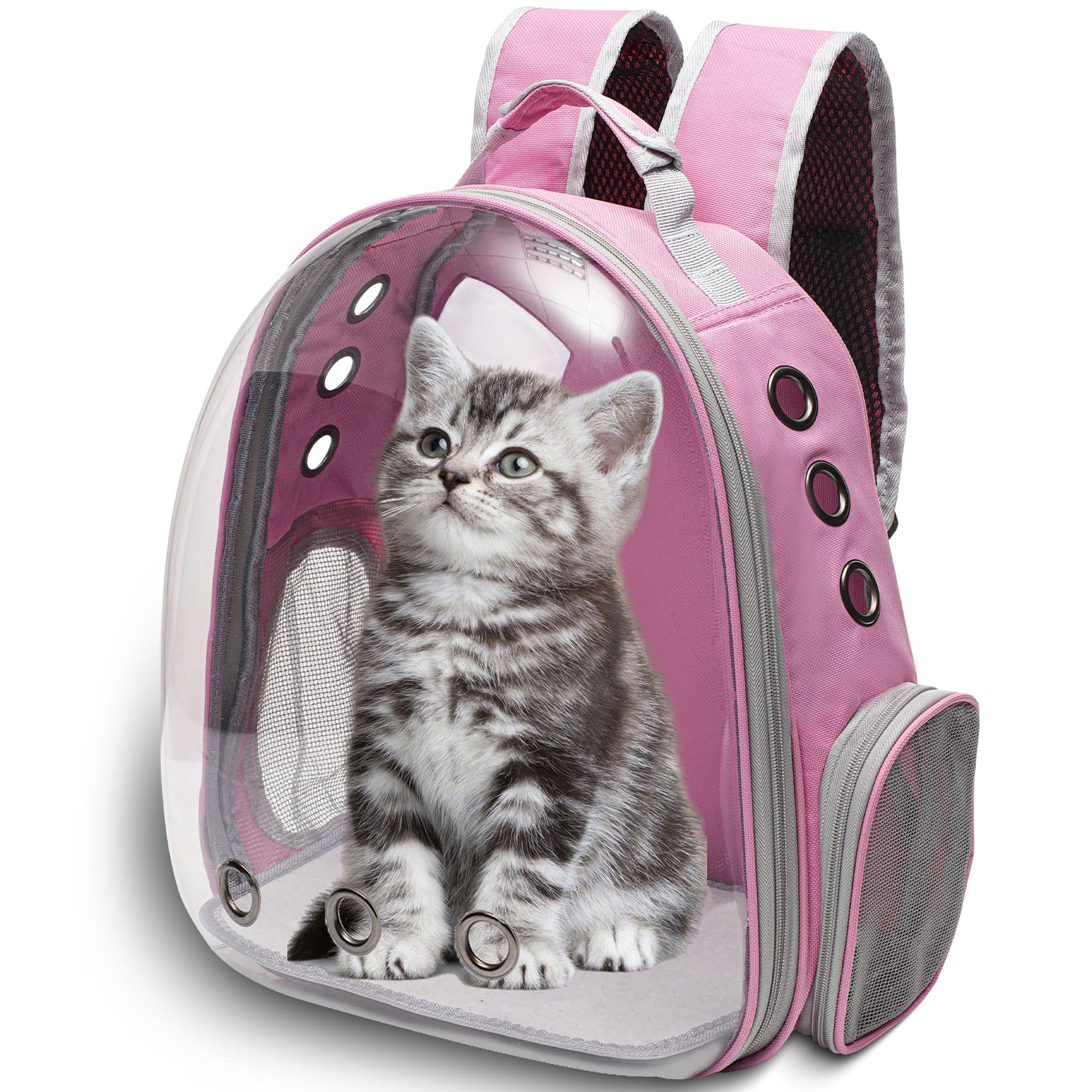 Vivicreate cat backpack ventilation mesh sides promote airflow during walks.