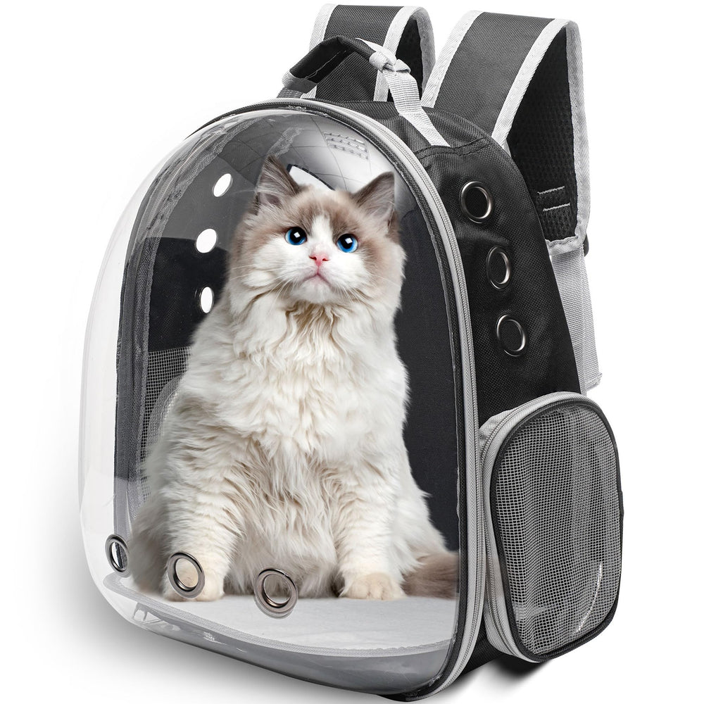 Vivicreate large cat backpack with transparent bubble improves pet visibility during travel.