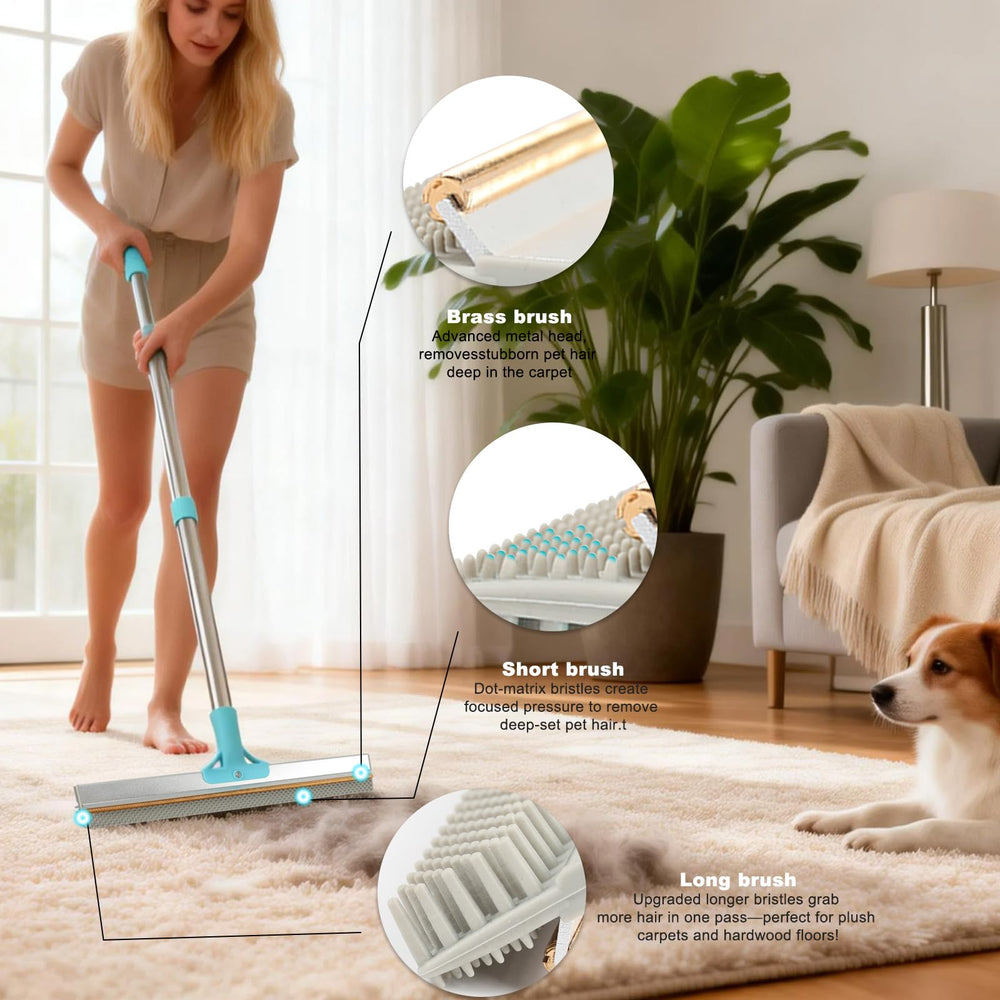 Vivifying 3-section handle extended demonstrates reach for full-room cleaning.