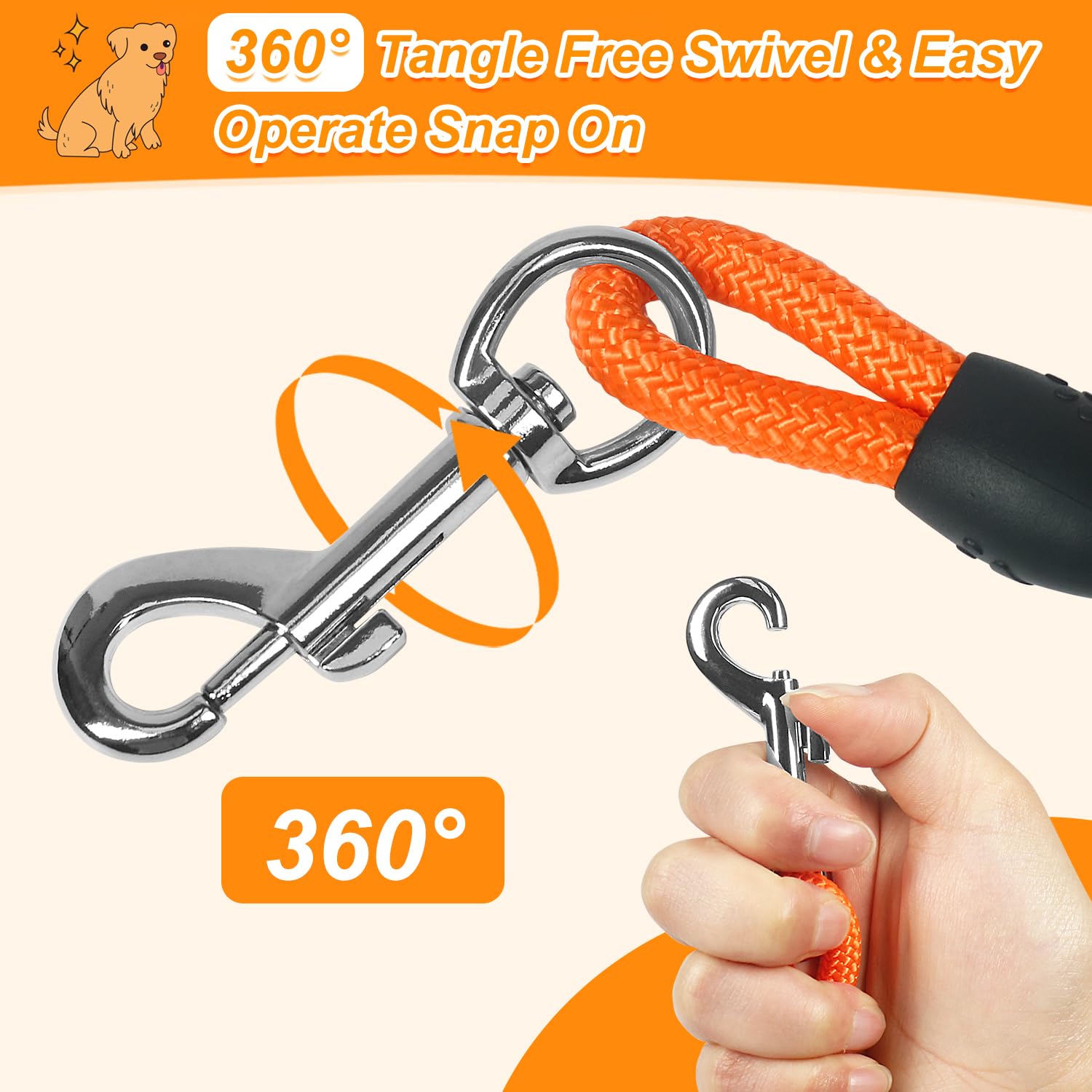 Vivifying 360-degree rotating clasp for secure, tangle-free attachment