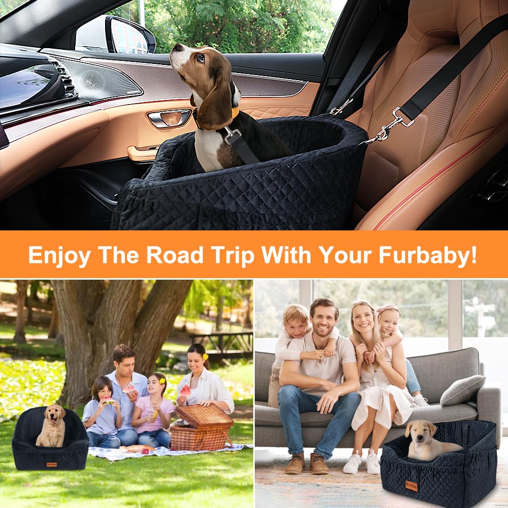 Vivifying dog car seat converts to a portable bed for home or outdoors