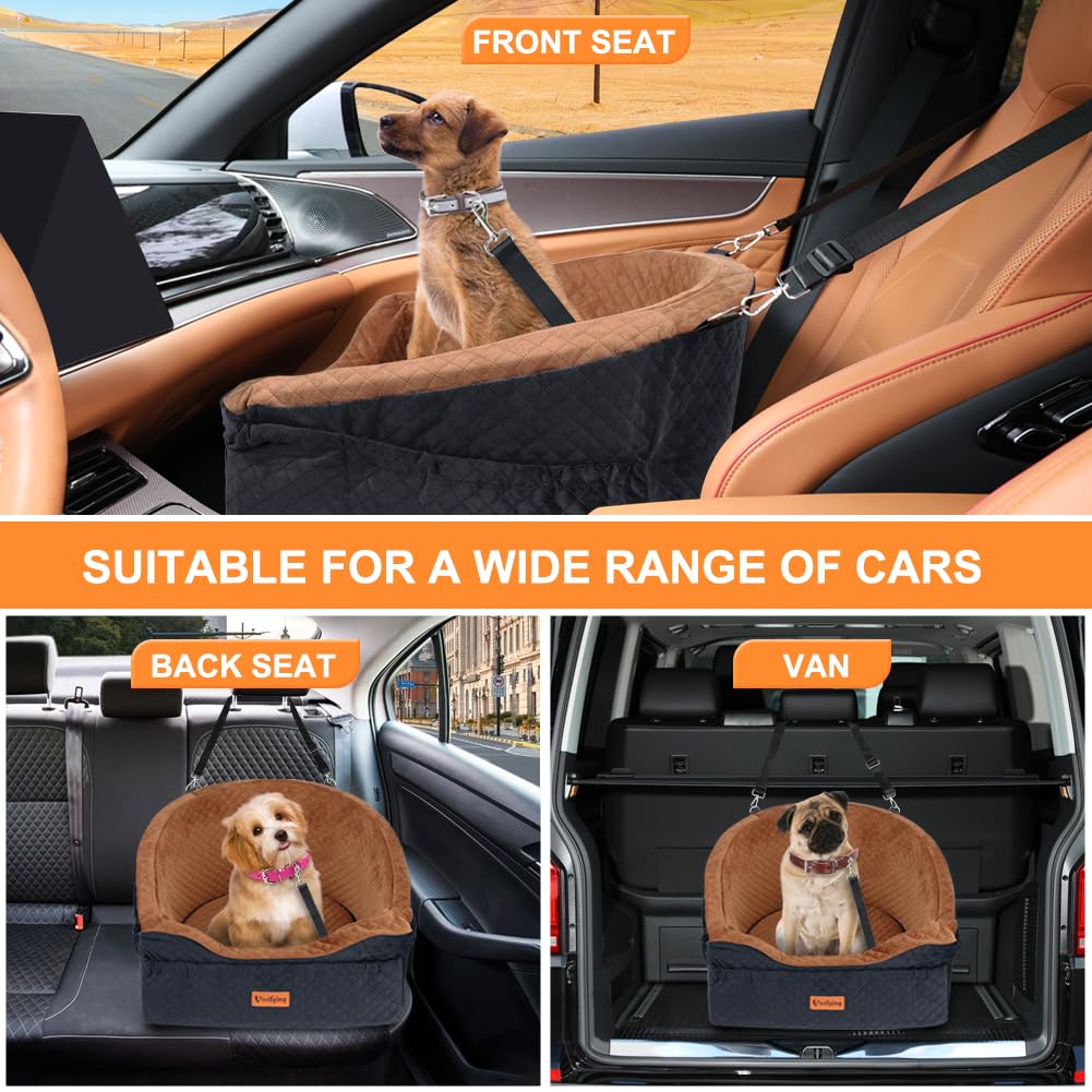 Vivifying dog car seat converts into a cozy bed at home or on travel.