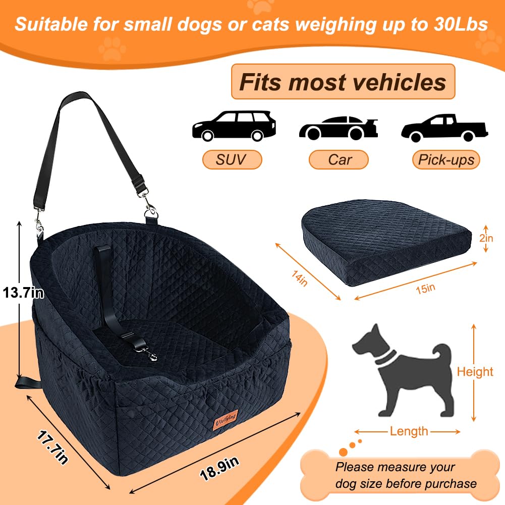 Vivifying dog car seat headrest strap stabilizes the booster for a calm ride