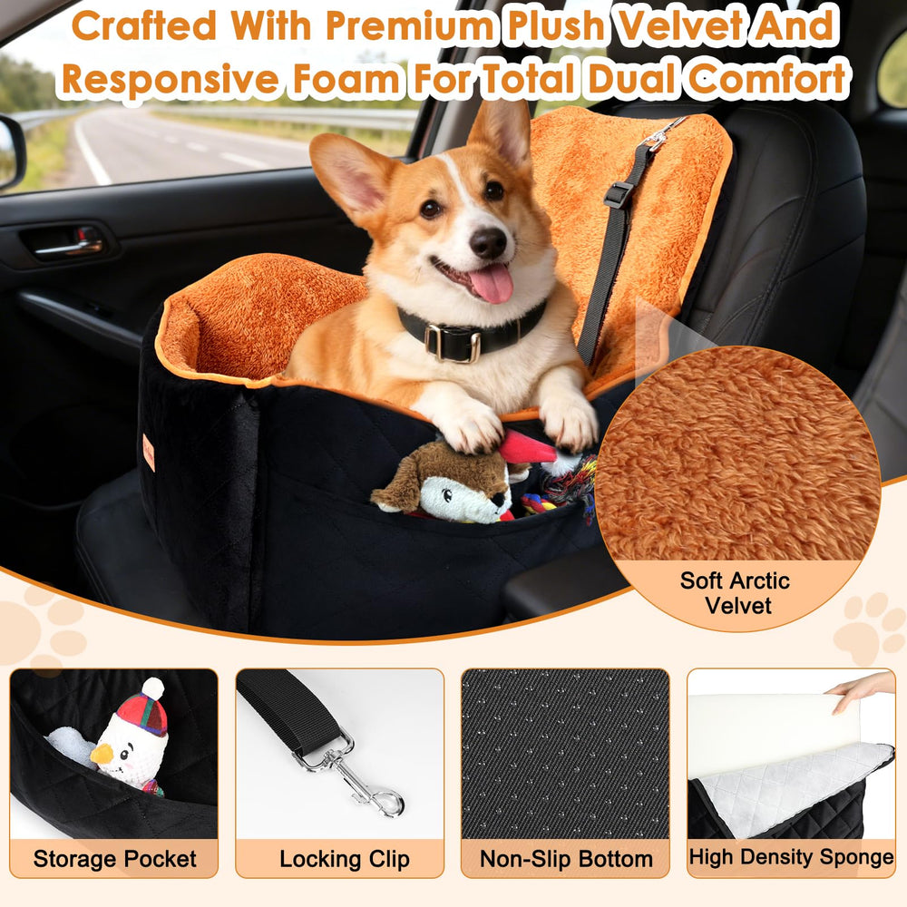 Vivifying dog car seat with reversible comfort for plush or smooth feel