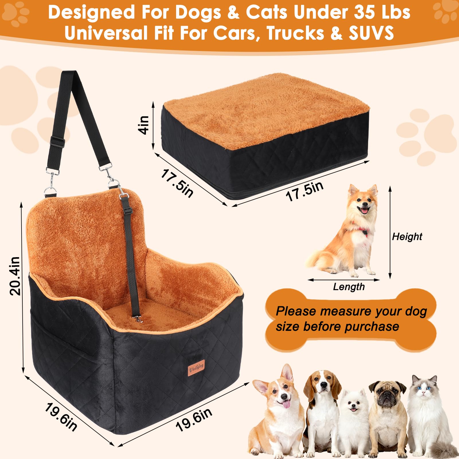 Vivifying dog car seat safety tether keeps your dog secured during travel