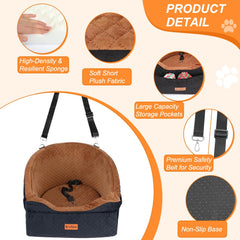 Vivifying dog car seat storage pockets keep toys and treats within easy reach.