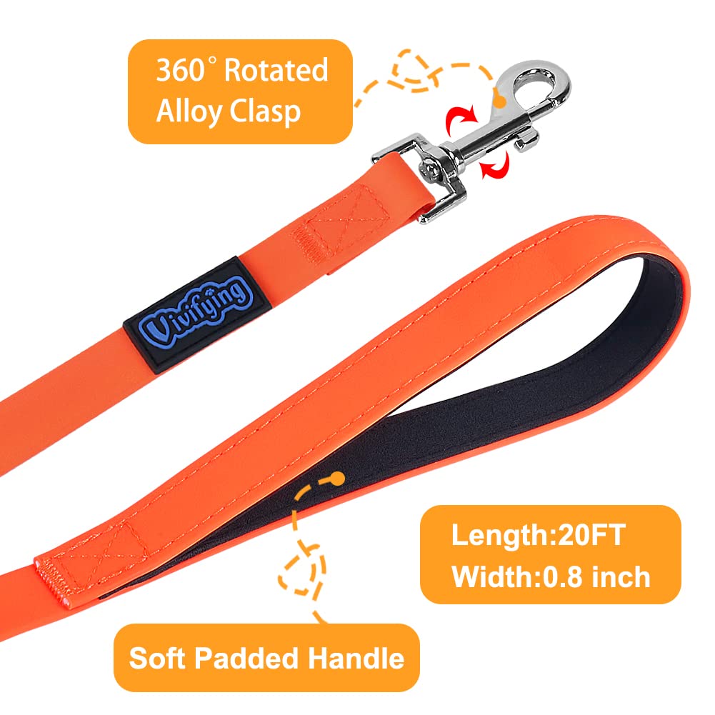Durable PVC coating on Vivifying leash resists water, mud, and dirt