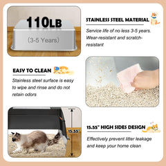Vivifying litter box high sides enclosure; minimizes litter scatter.