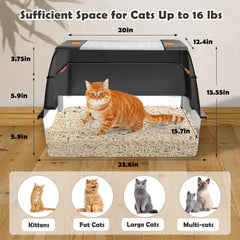 Vivifying XL side-entry litter box with lid closed; odor control and privacy.