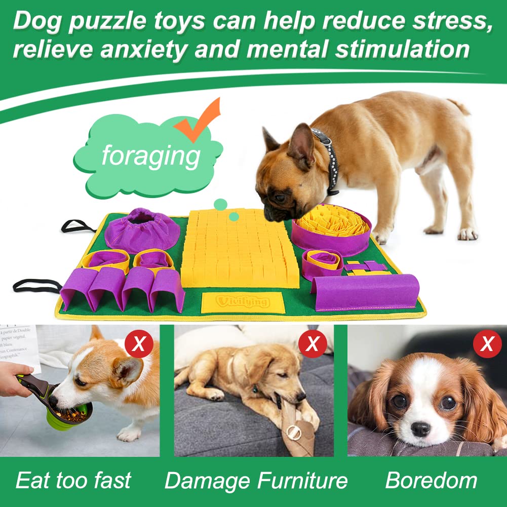 Vivifying Snuffle Mat features eight hidden treat spots to encourage sniffing and slow eating.