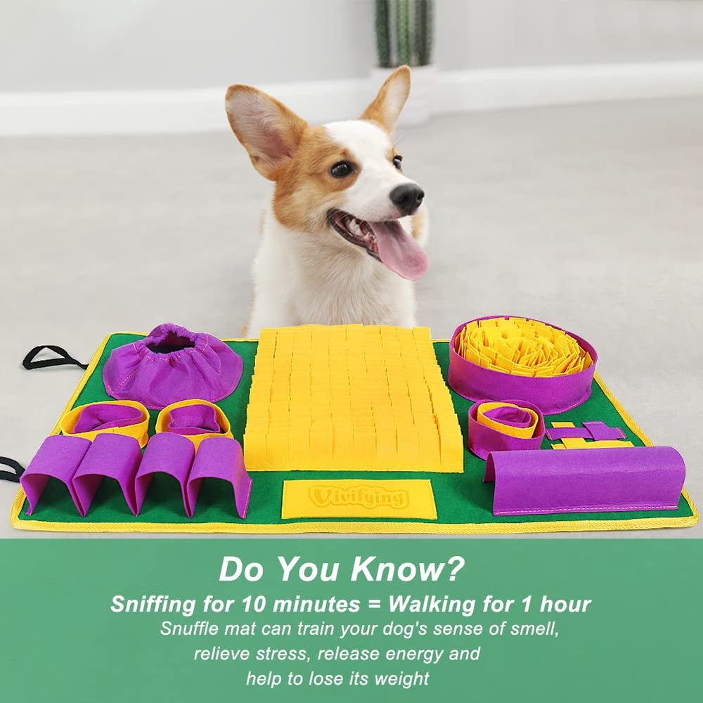 Vivifying Snuffle Mat includes elastic straps to secure and store neatly.