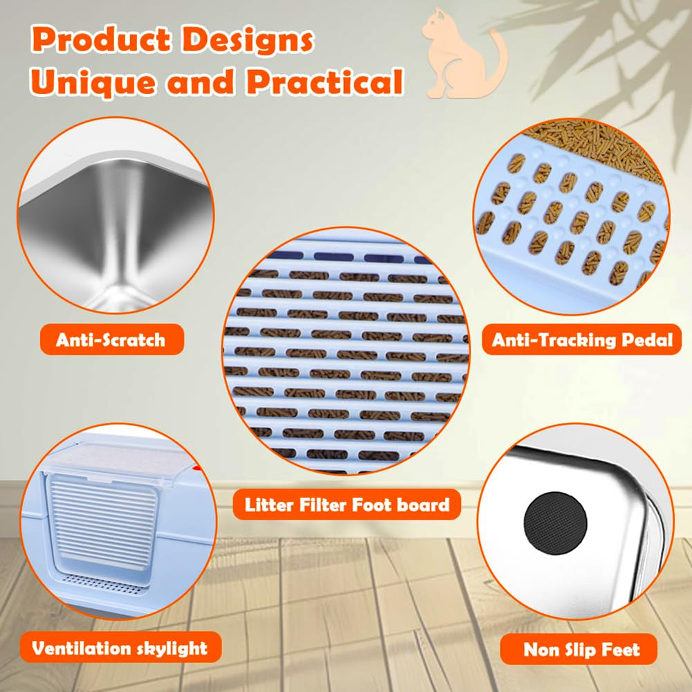 Vivifying blue stainless steel box blends durability with style.