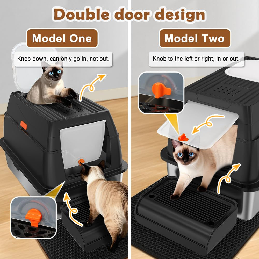 Vivifying dual-exit design adapts to different cat preferences.