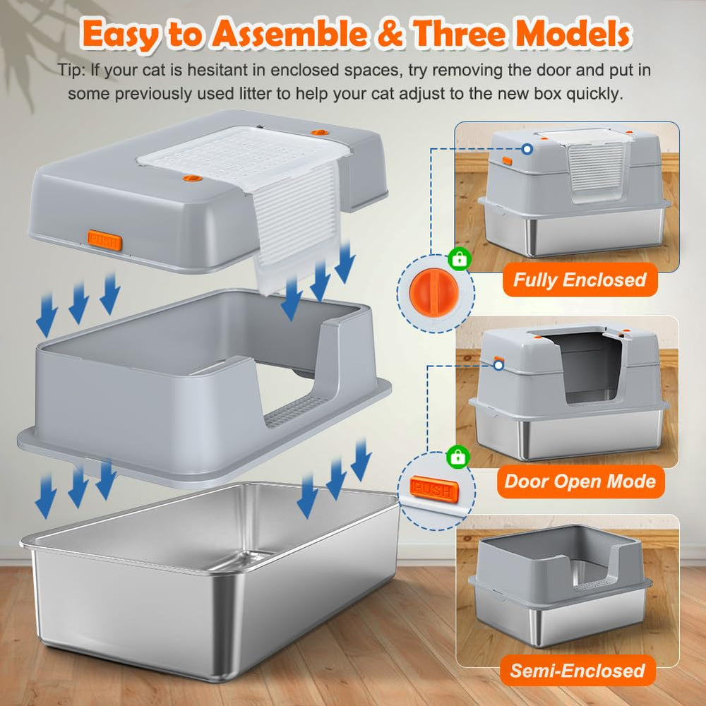 Durable construction of Vivifying stainless steel litter box