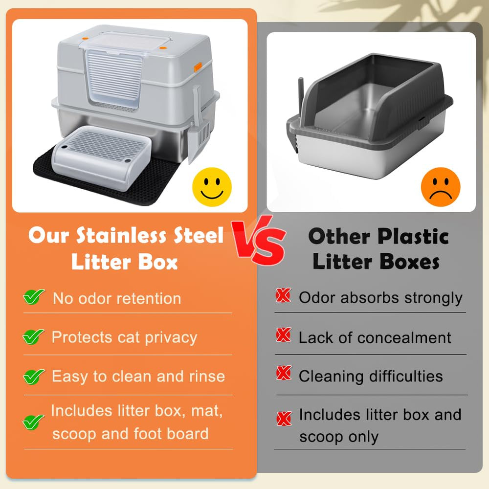 Easy-clean surface of Vivifying stainless steel litter box for quick maintenance