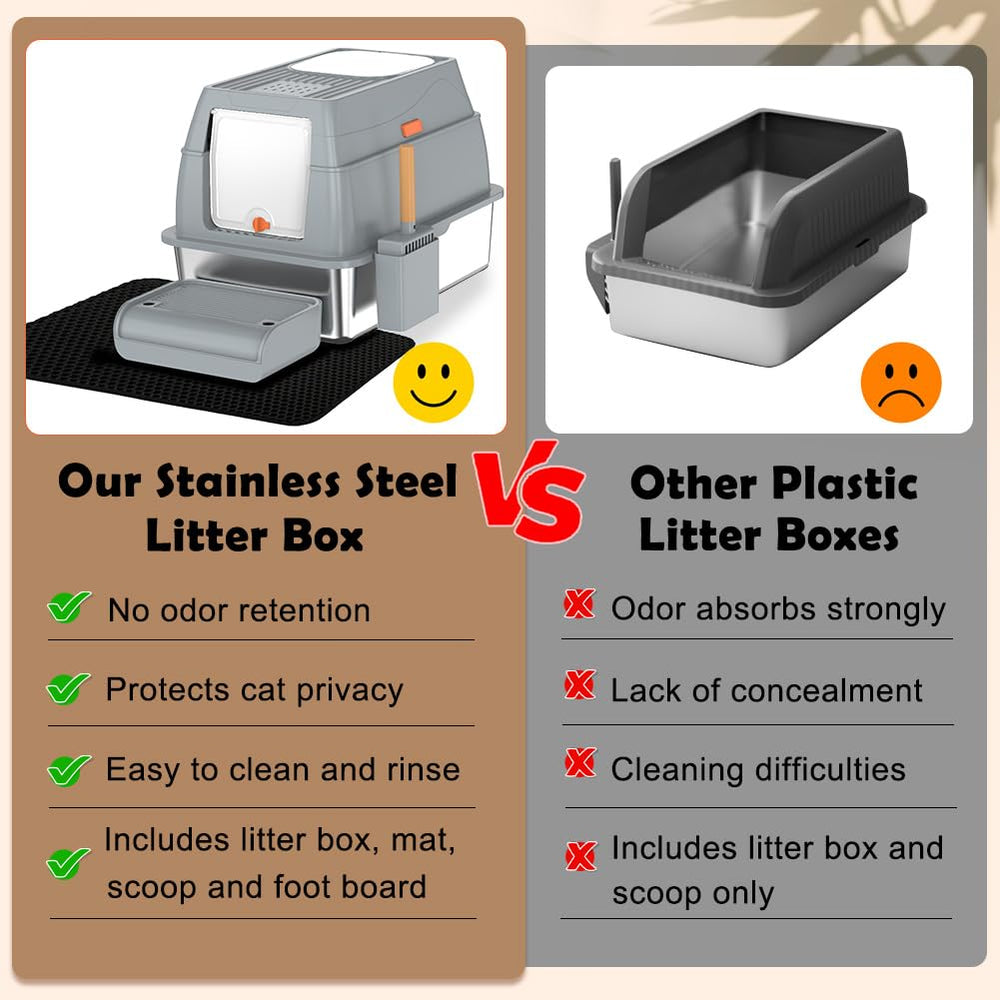Honeycomb mat traps stray litter for a cleaner floor around Vivifying box.