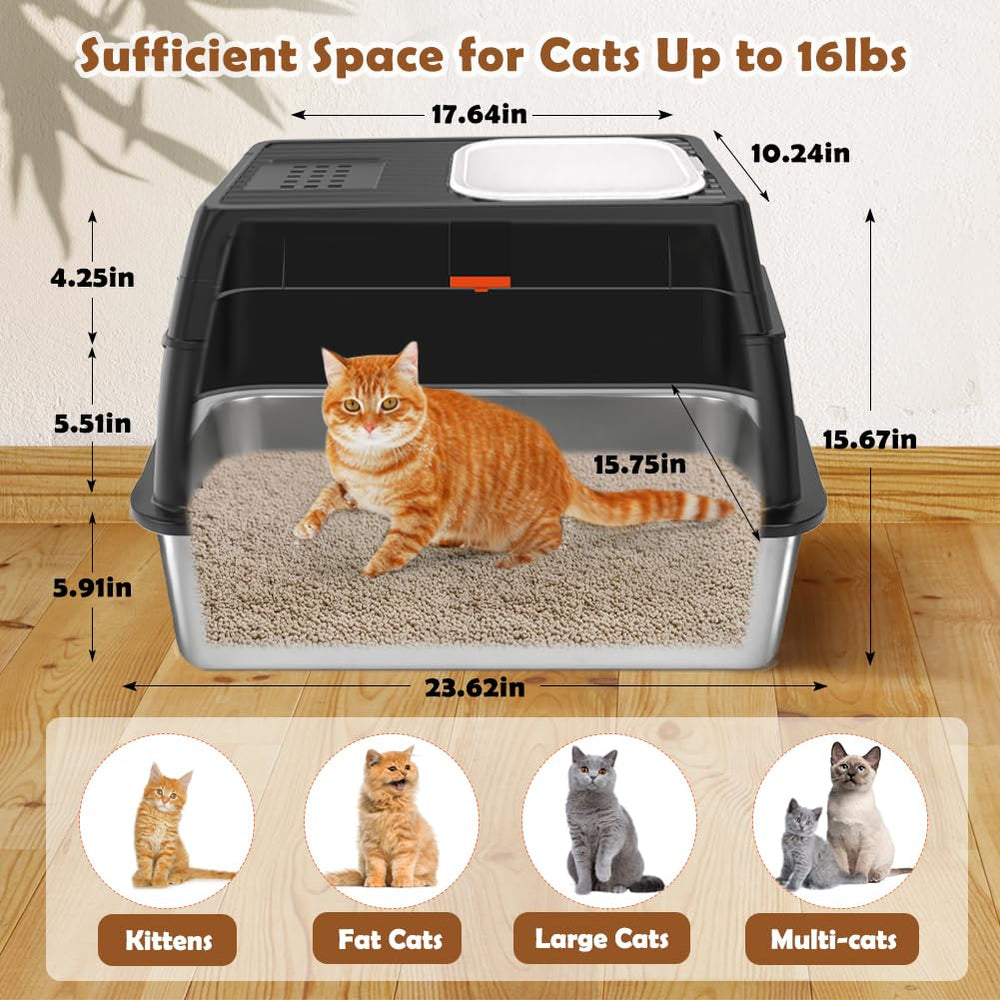 Vivifying litter box with top exit design allows freedom while keeping floors tidy.