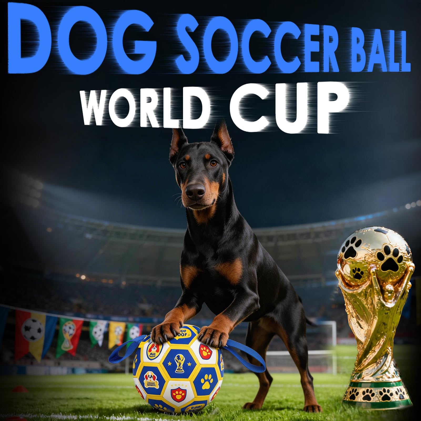 Vivifying World Cup Soccer Ball Toy gift-ready packaging for dog lovers.