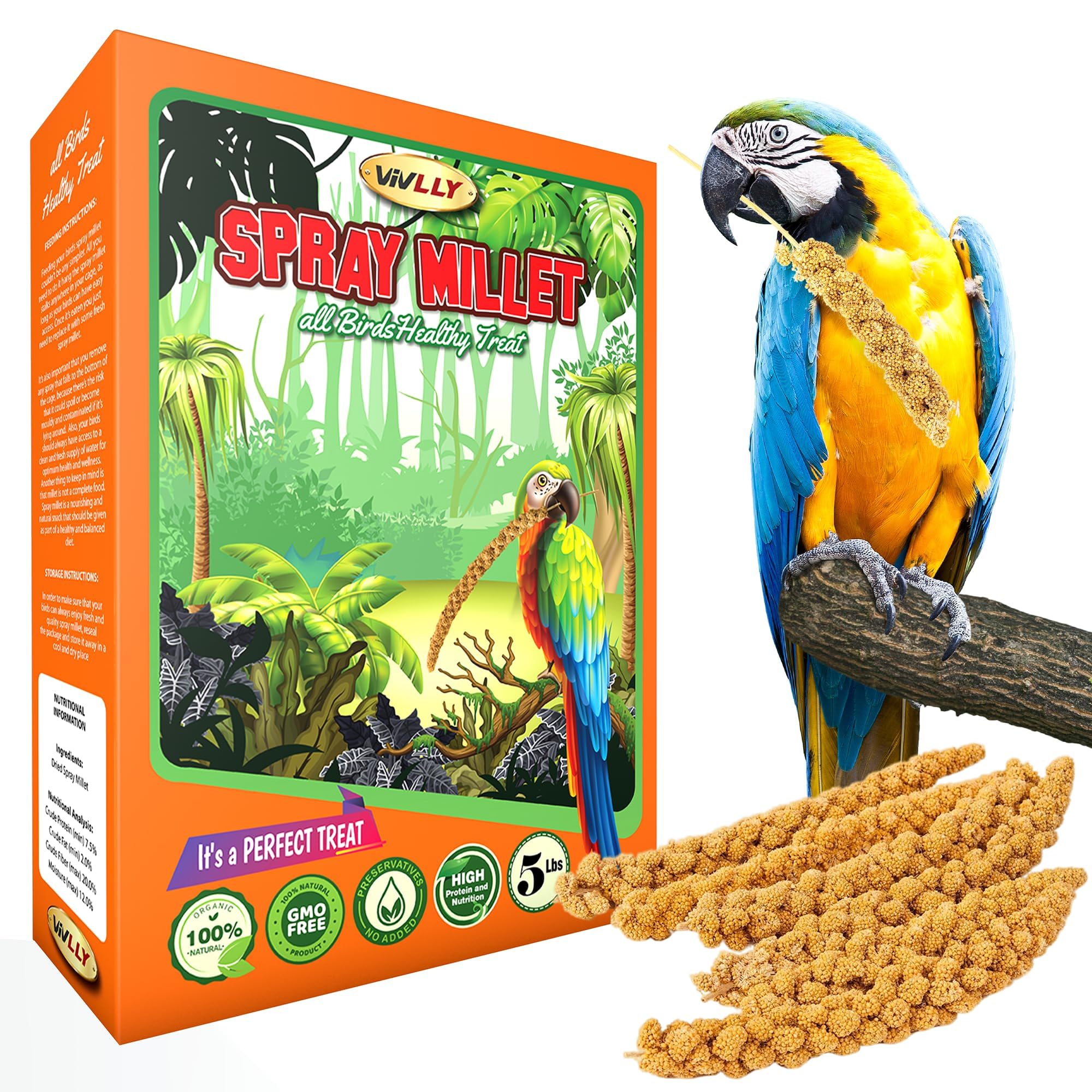 Vivlly snack collection for parakeets, cockatiels, and finches.