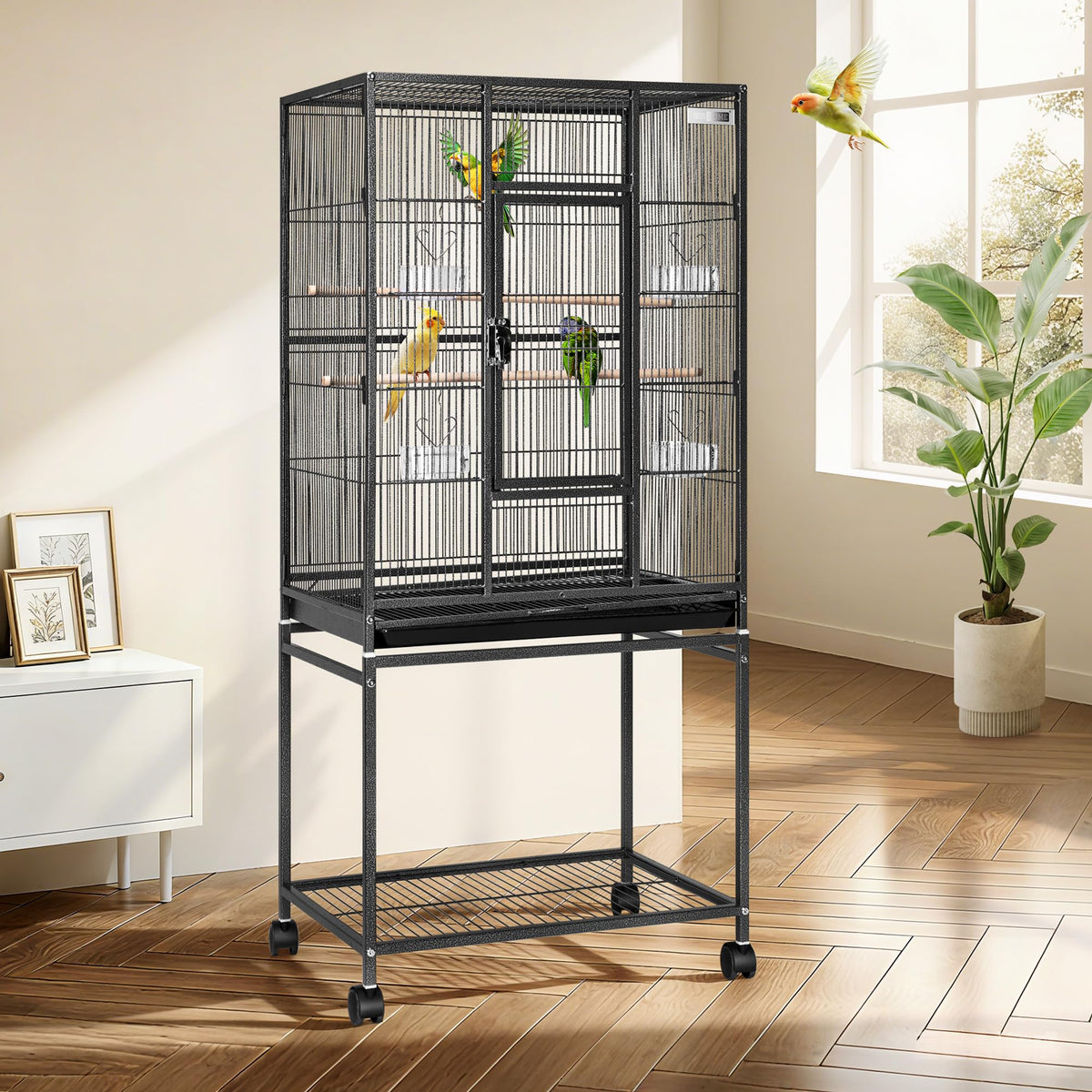 VIVOHOME 54-inch bird cage with flat top for extra play space.