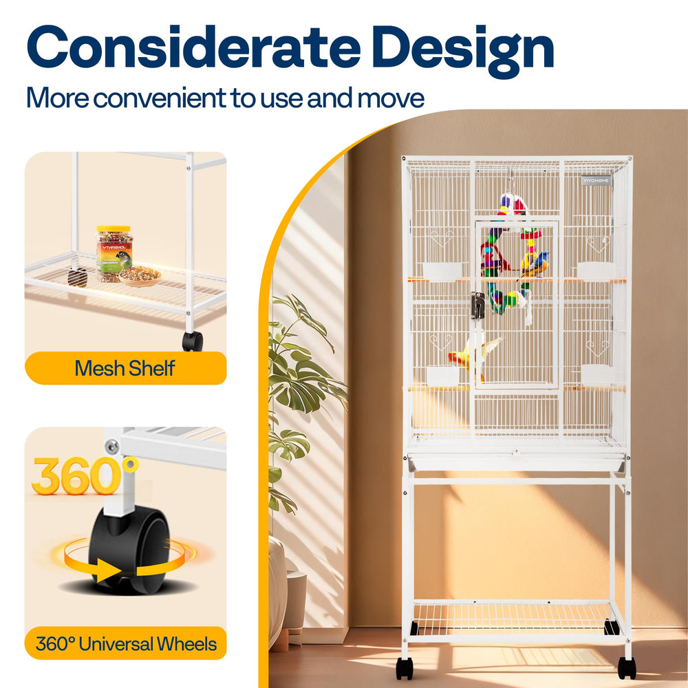 VIVOHOME cage with flat-top design maximizes play space for birds