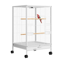 VIVOHOME rolling-stand bird cage in white for easy relocation and safe confinement.