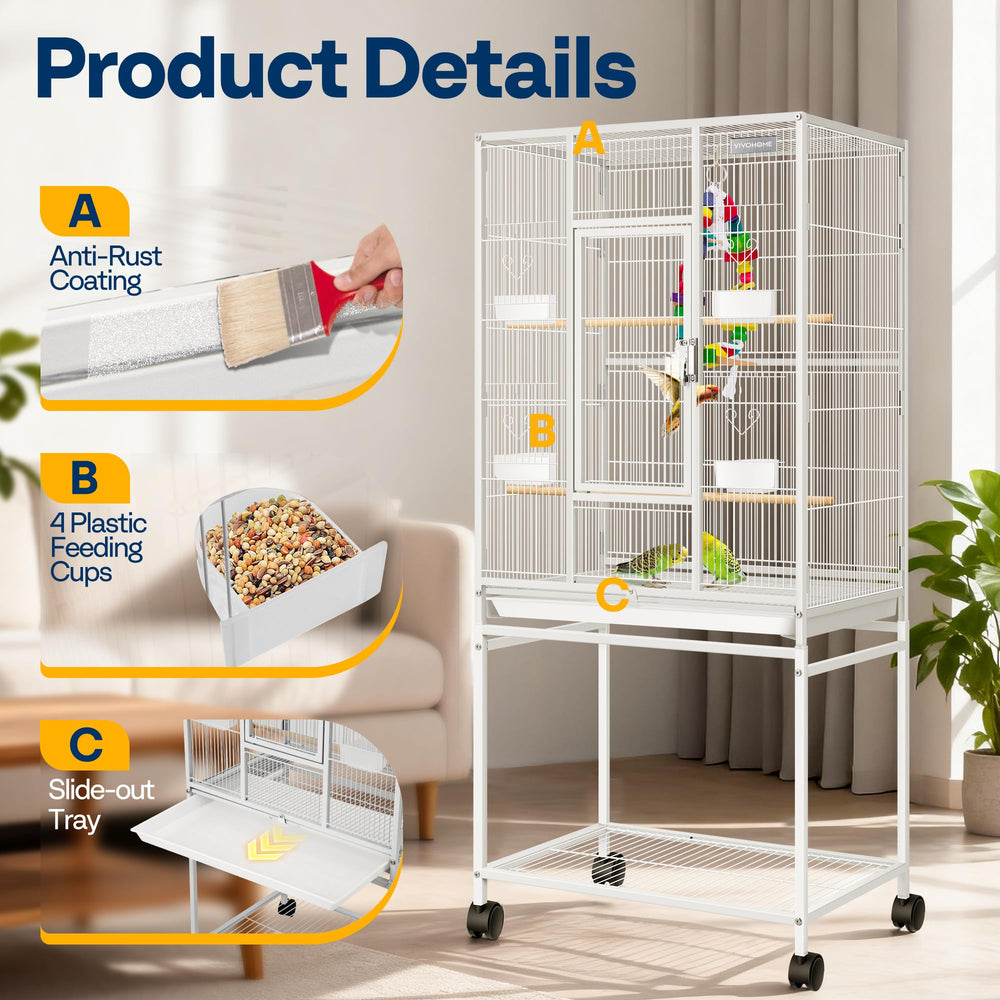 VIVOHOME rolling stand enables easy repositioning of the cage