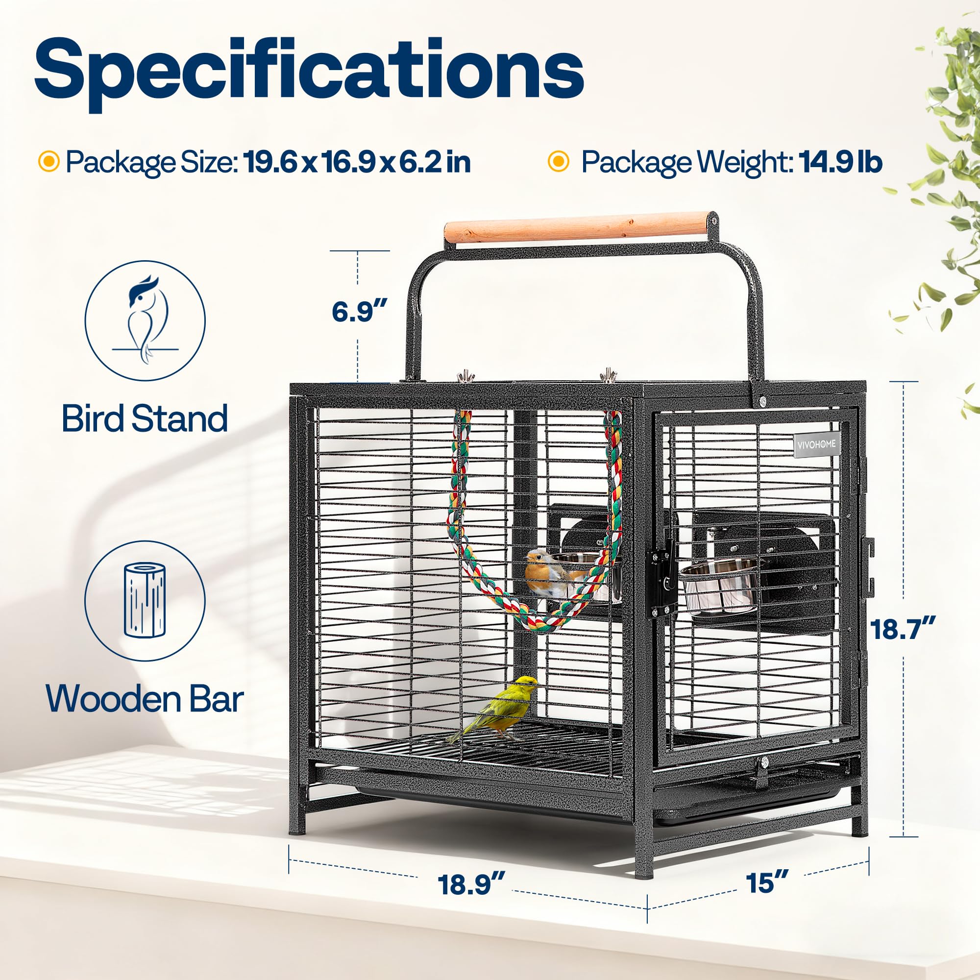 VIVOHOME compact travel cage weighing 14 lbs for quick trips.