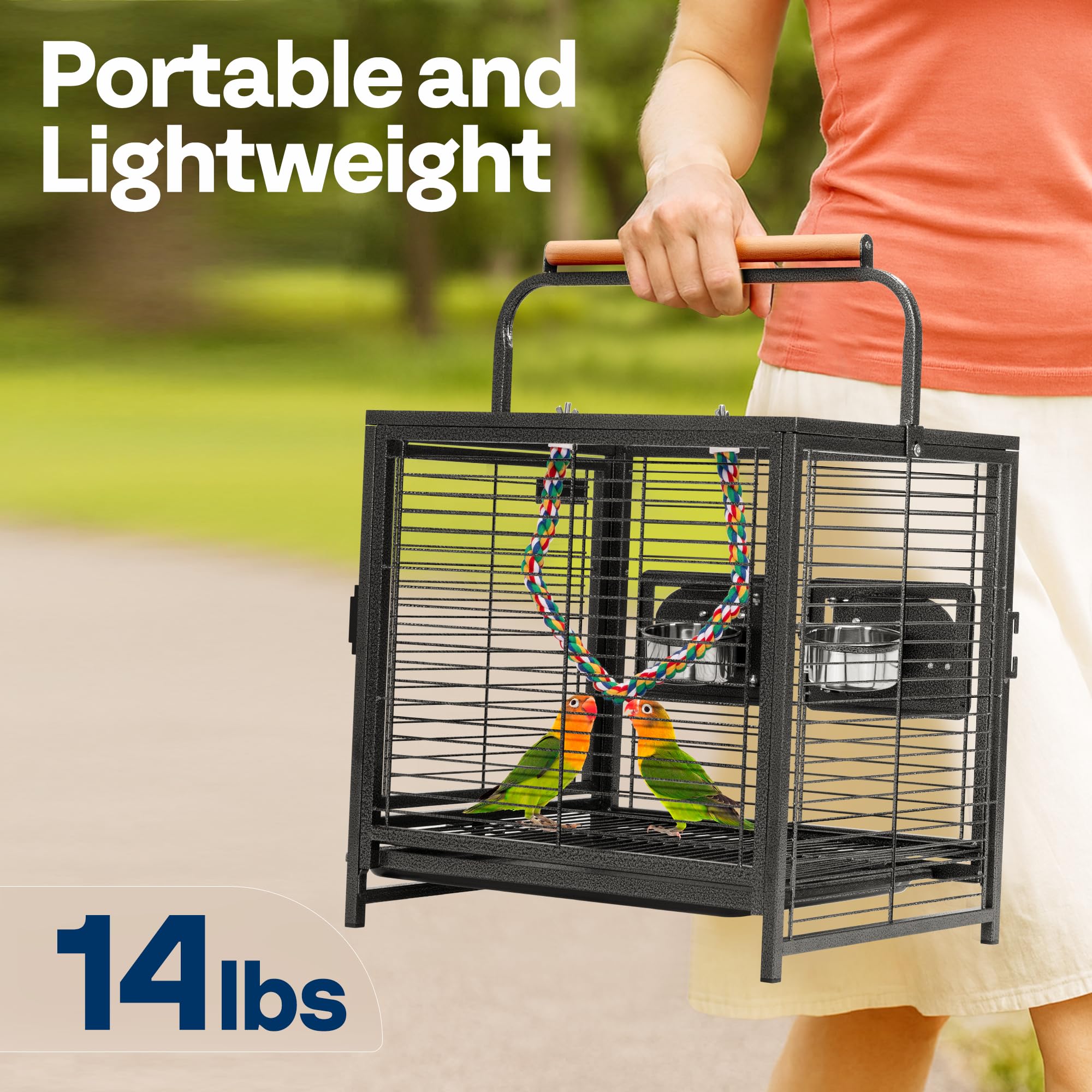 VIVOHOME travel cage front view highlighting compact design for easy storage.