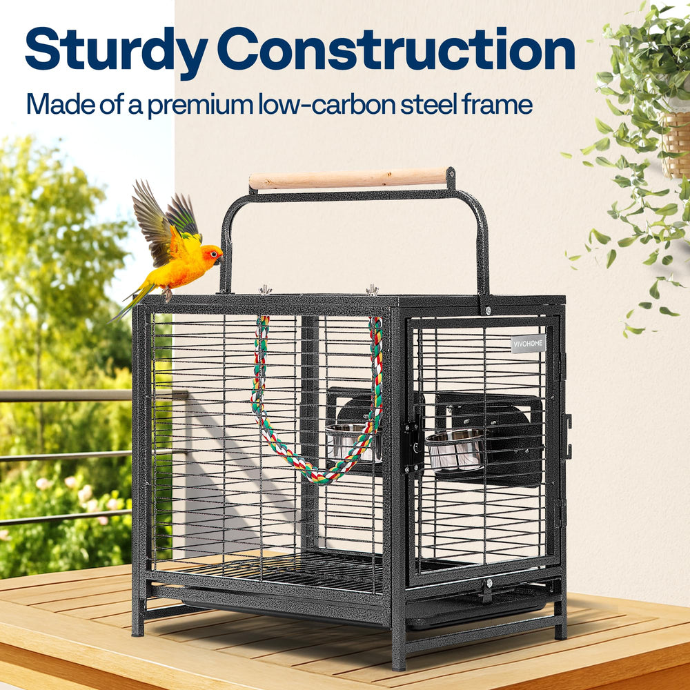 VIVOHOME top perch feature in travel cage supports social interaction.