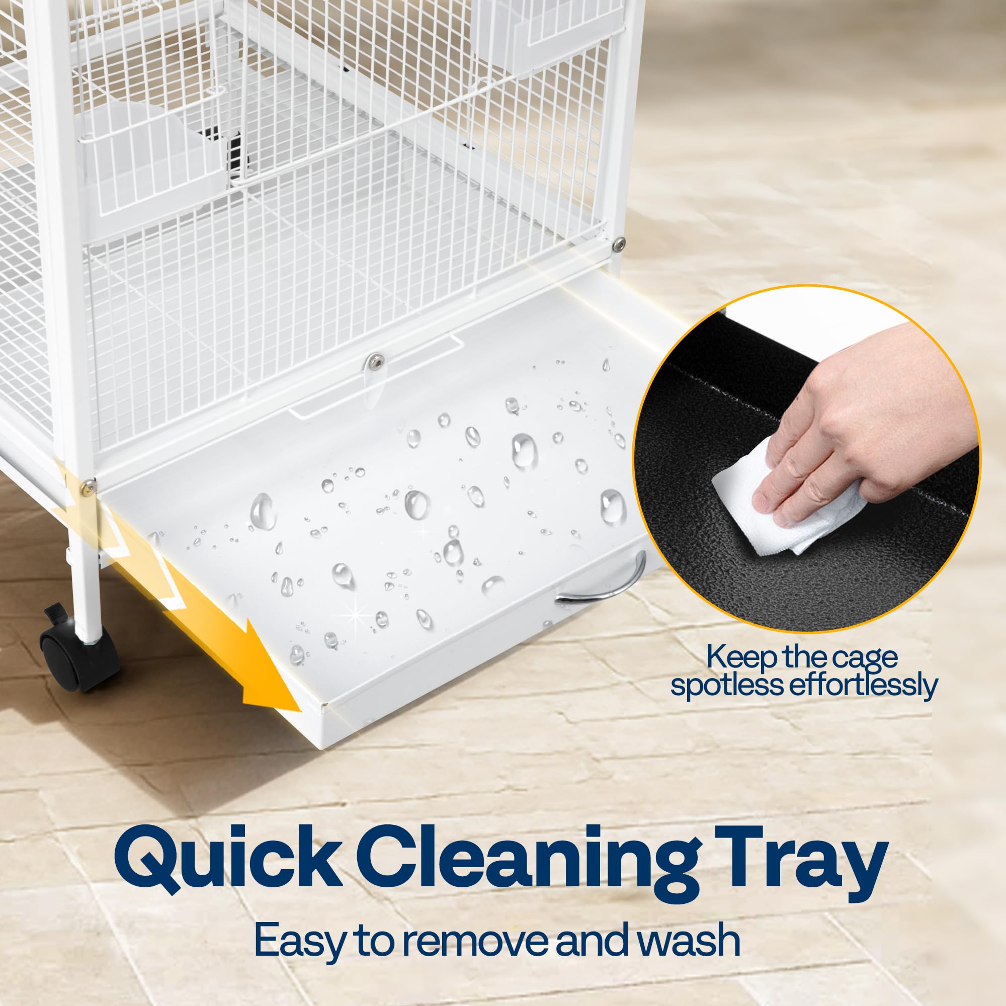 VIVOHOME bottom-tray slides out for quick, thorough cleaning between cage sessions.