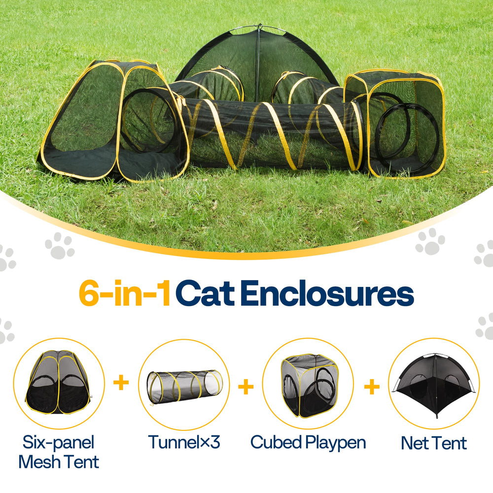 VIVOHOME six-panel mesh tent offering breathable safety for multiple cats