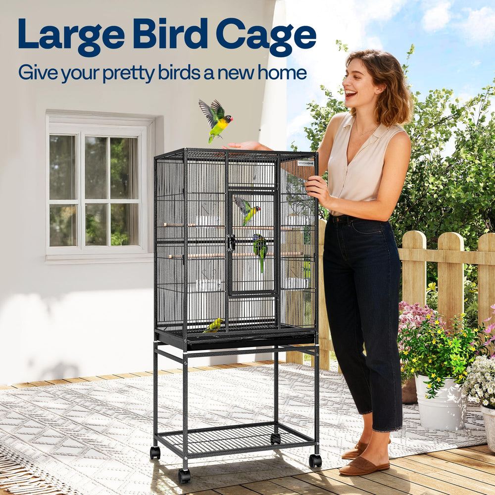 VIVOHOME rolling stand for easy movement of the cage.