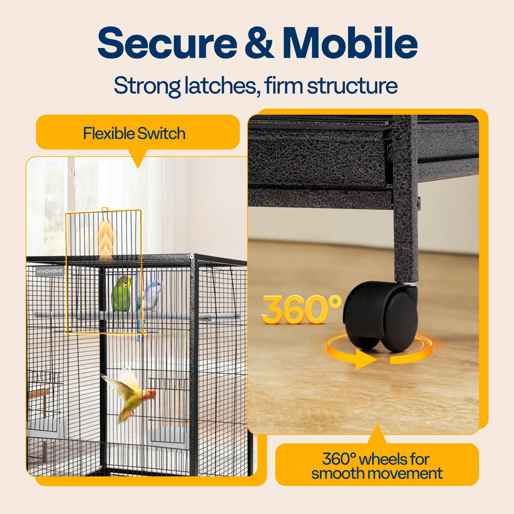 VIVOHOME rust-proof steel cage keeps a safe environment with secure latches.