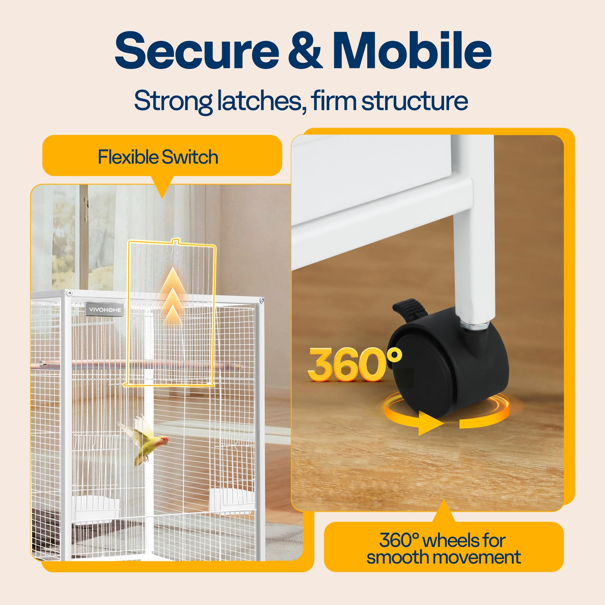 VIVOHOME secure latches keep birds safely contained while adding ornamental value.