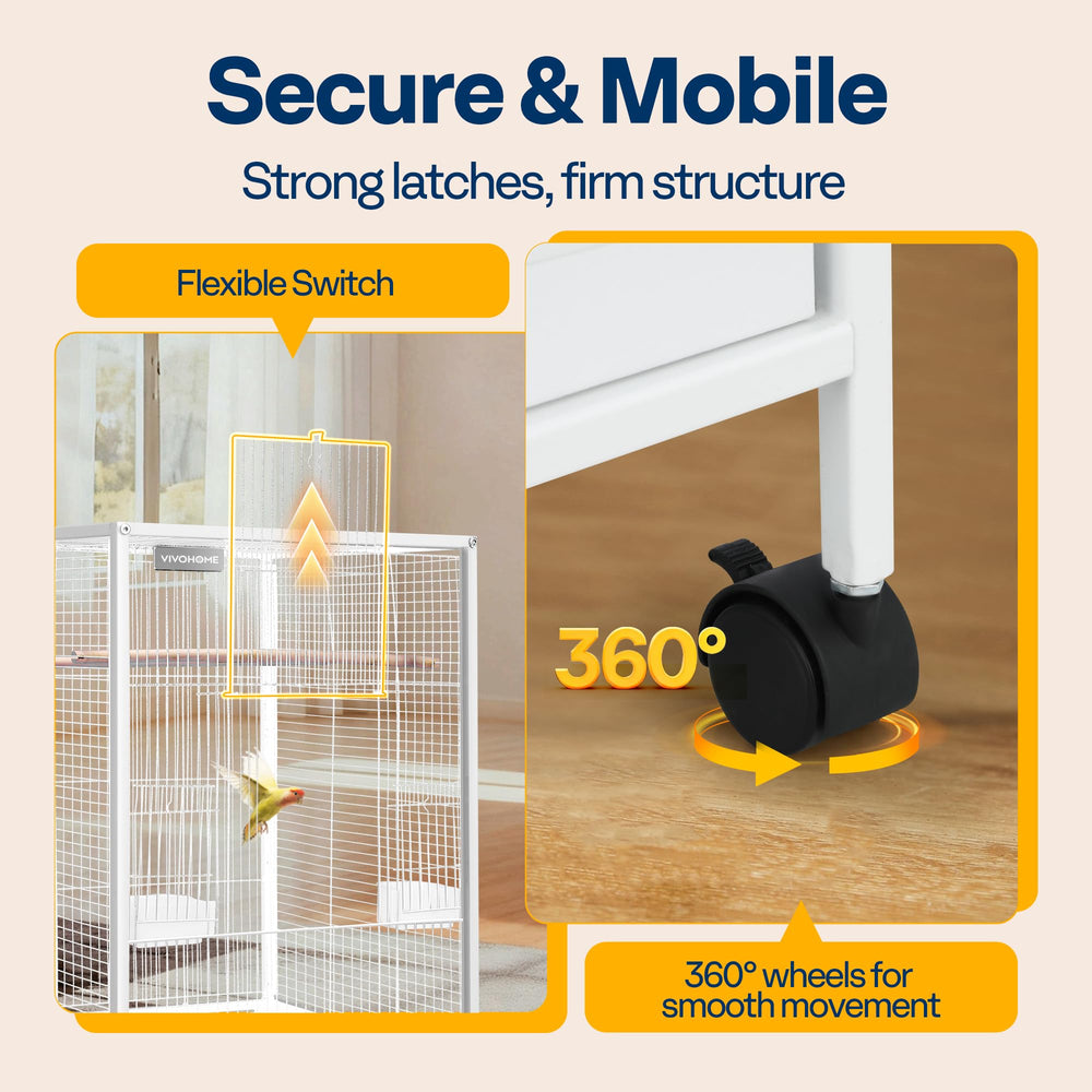 VIVOHOME secure latches keep birds safely contained while adding ornamental value.