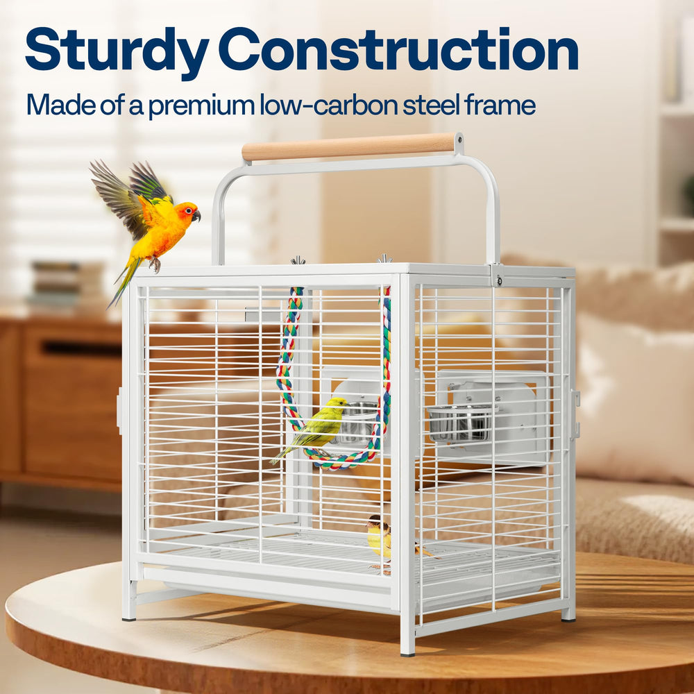 VIVOHOME travel cage top perch, dual-use design supports play during trips.