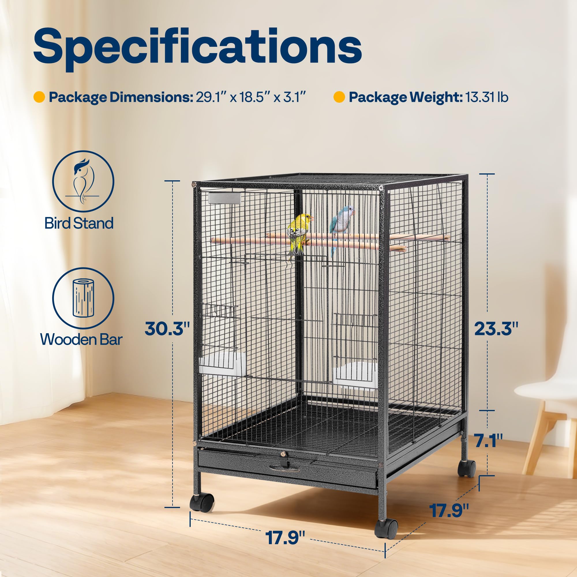 VIVOHOME includes two food boxes and wooden sticks for feeding and enrichment.