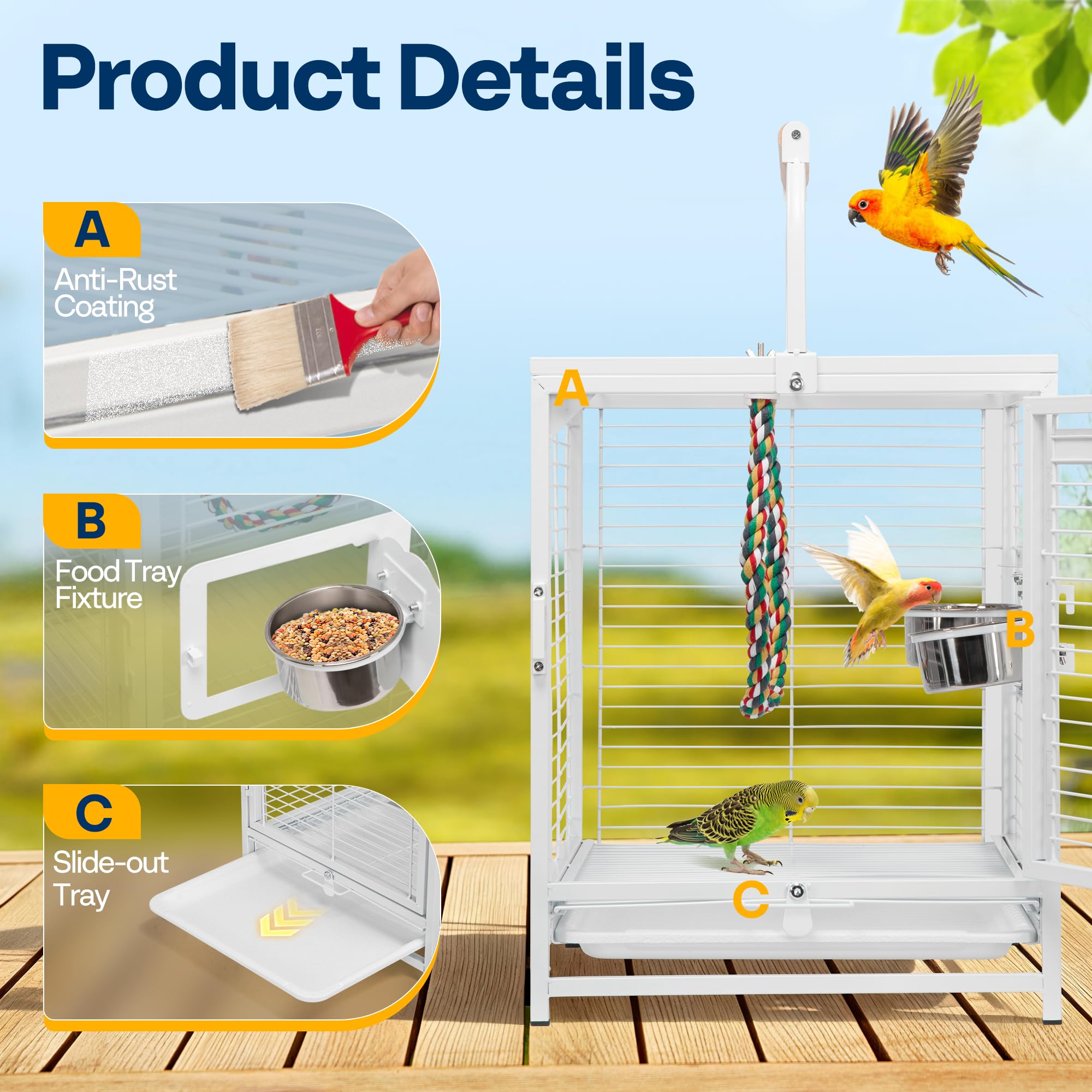 VIVOHOME white coating close-up, corrosion resistance for long-term use.