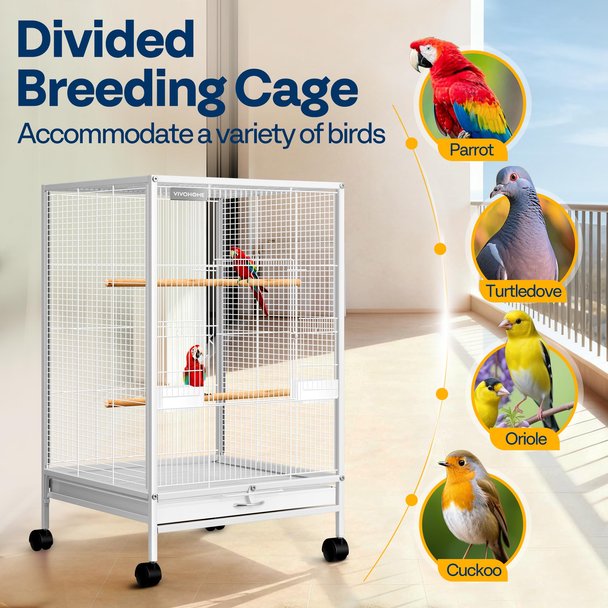 VIVOHOME two food boxes and wooden sticks support easy feeding and enrichment.