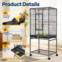 VIVOHOME wrought iron cage side view showing durable frame.