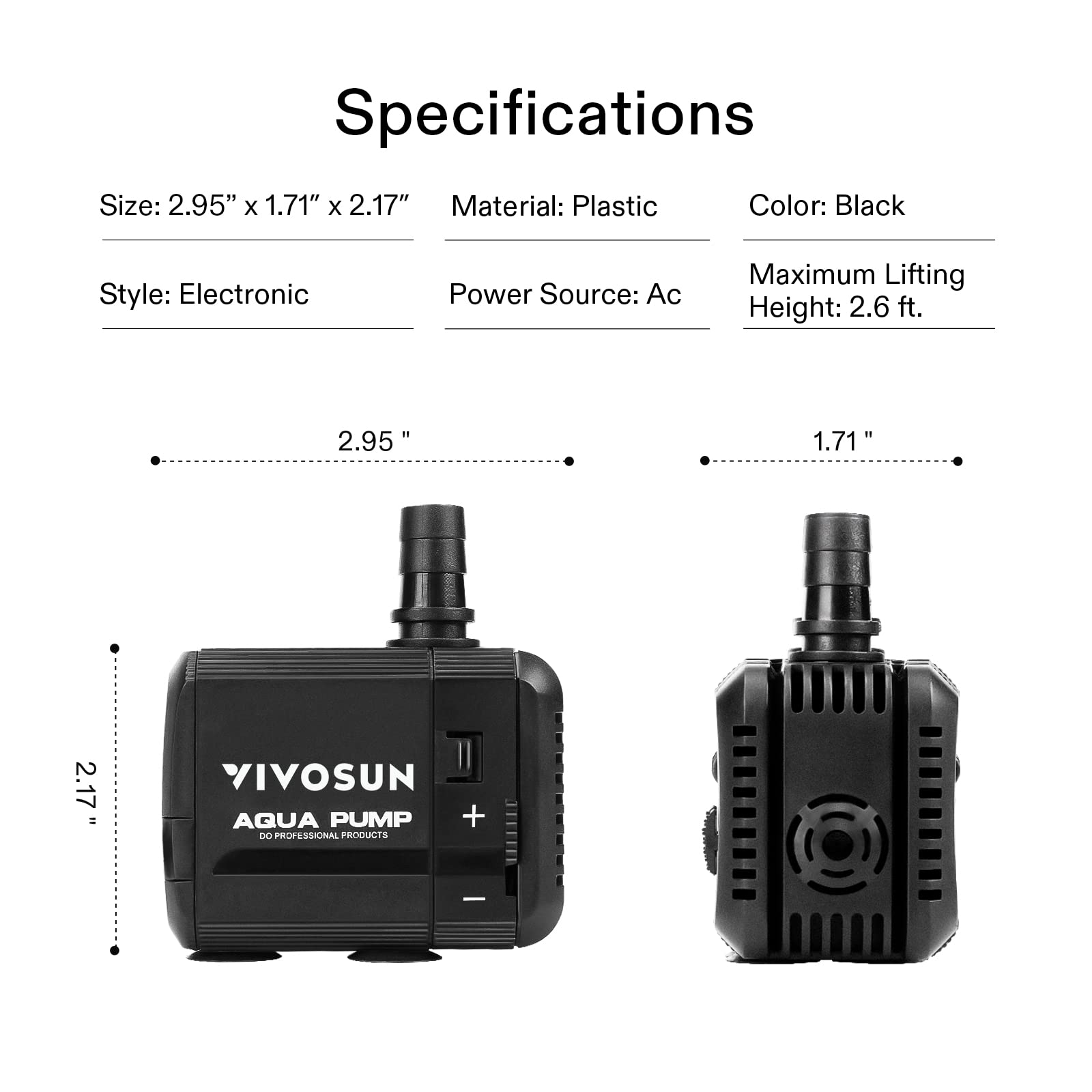 VIVOSUN 5ft cord for easy installation in tanks and ponds.