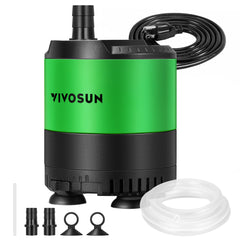 VIVOSUN 210GPH submersible pump with 360-degree inlet for flexible aquarium layouts.