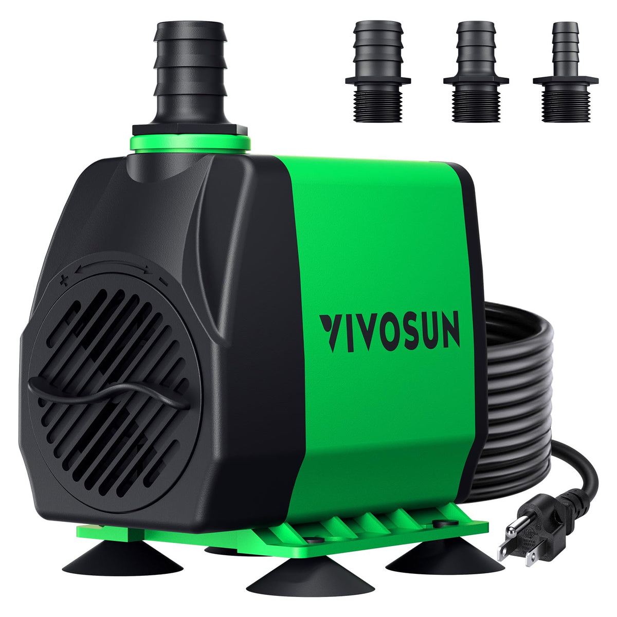 VIVOSUN 800GPH submersible pump, front view, compact design for discreet installations