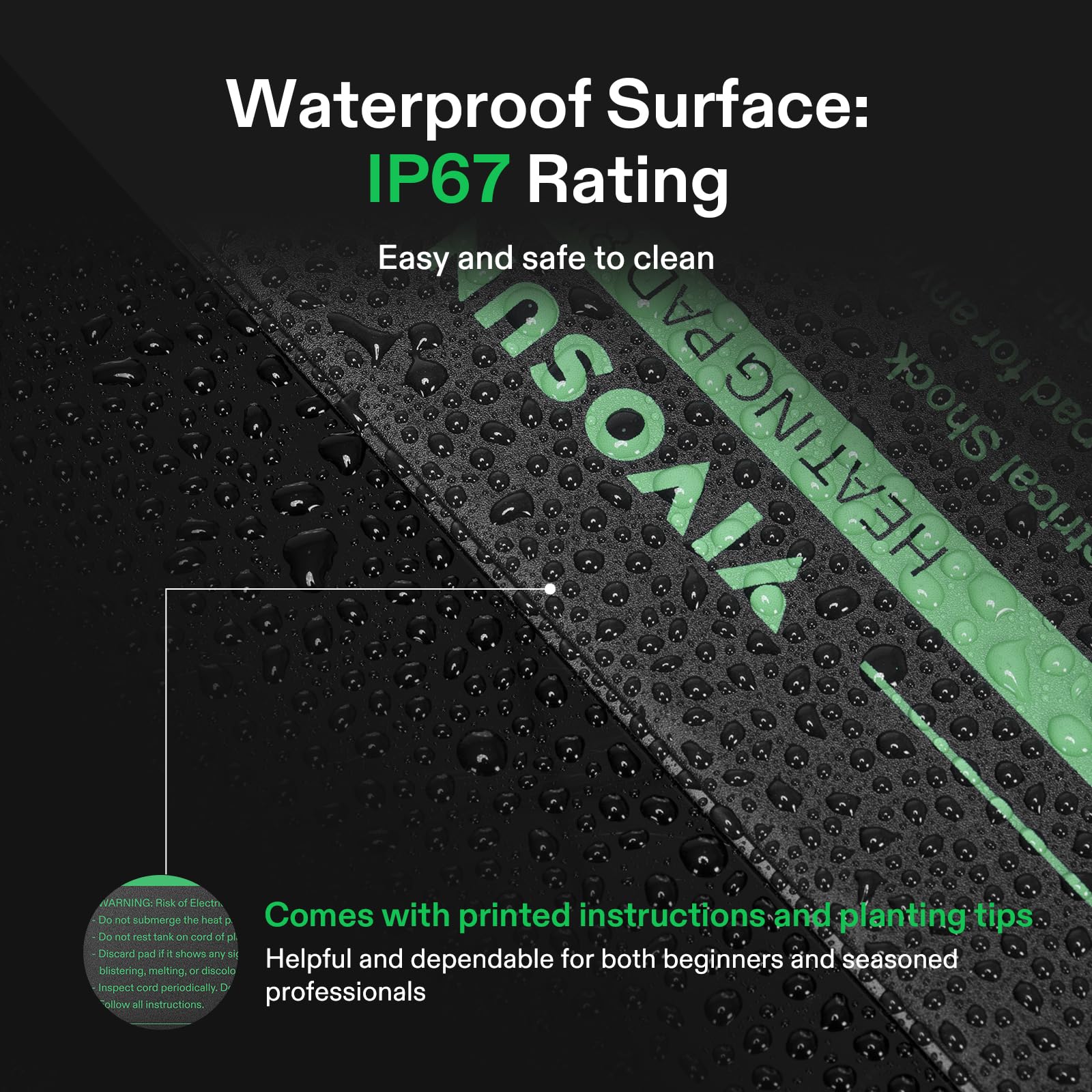 VIVOSUN heat pad mounted with adhesive for versatile setup under tank.