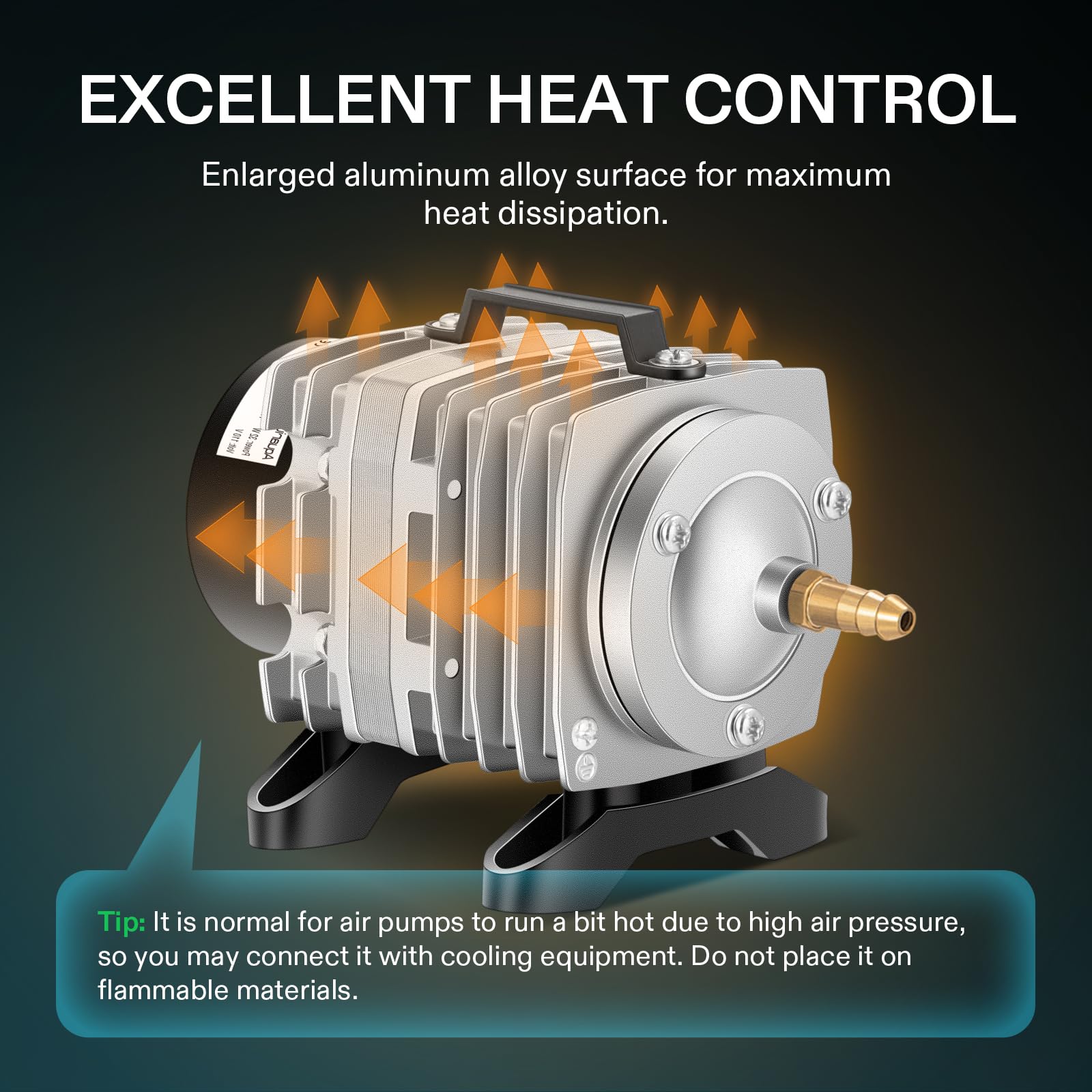 VIVOSUN air pump side-ports image demonstrates flexible six-outlet configuration