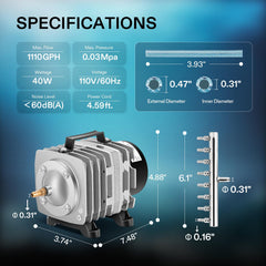 VIVOSUN eight-outlet manifold enables flexible aeration for tanks and hydroponics