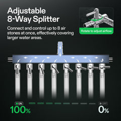 VIVOSUN eight-way splitter enabling multi‑zone aeration in tanks